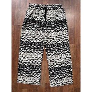 Victorias Secret Pink Womens Pajama Pants XL‎ Black White Peace Sign Fingers